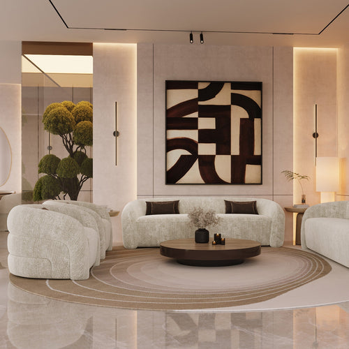 Sia Home - Rechte slaapbanken VICTORIA - Fluweel met structuur - Beige - 220cm