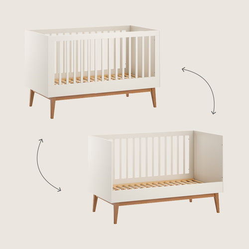 Petite Amélie Babybed dat met je meegroeit AMANDE - 70x140 cm - Spaanplaat - mushroom