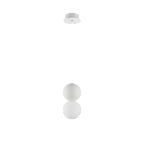 Merano Inuvik Globe hanglamp wit gips opaal glas, wit aluminium LED G9