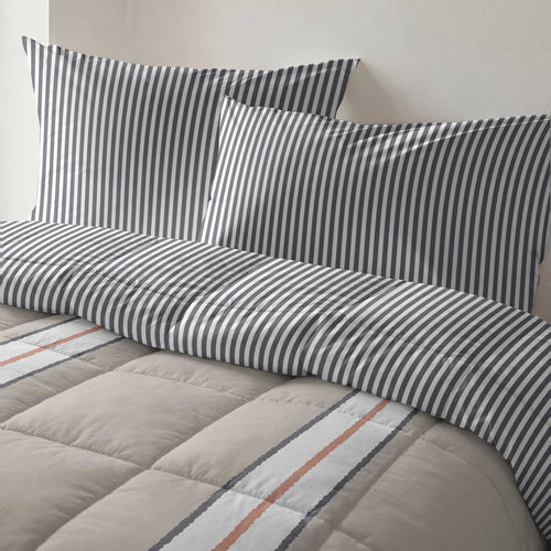 Byrklund - Dekbed zonder overtrek Lined Up - 200x200 cm - Zand / Antraciet