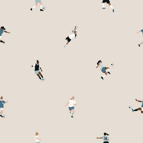 ESTAhome behang voetbalspeelsters beige - 50 x 900 cm - 131282 - vtwonen shop