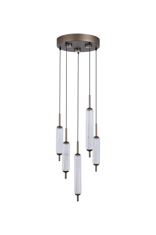 Searchlight led hanglamp - 8 lichts - 37  x 150   cm - brons transparant