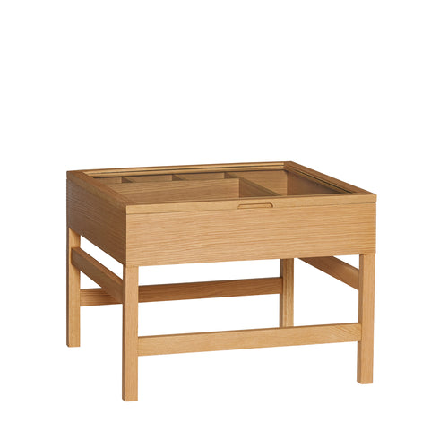 Hübsch salontafel Glitz - glas/mdf/eikenfineer/eikenhout - 60x60xh45cm - vtwonen shop