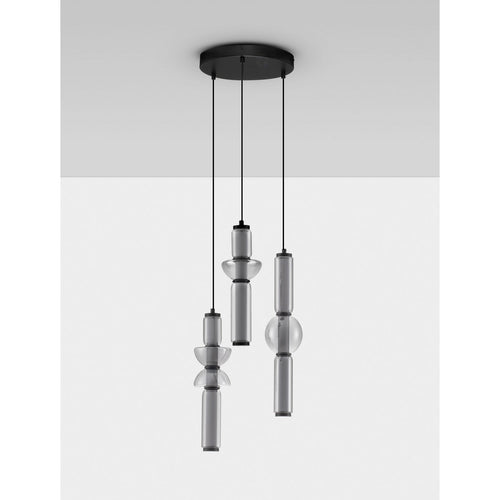 Nova Luce ULON Hanglamp met clusterdesign, rookgrijs, matzwart, Triac dimbare LED, 37W, 2035lm, 3000K