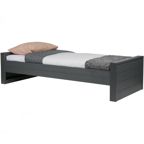 WOOOD bed incl.bedlade/lattenrol Dennis - Grenen - Staalgrijs -219x95 - vtwonen shop