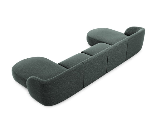 Micadoni Panoramische bank Miley 5-zits, chenille, olie - 156x330x70cm