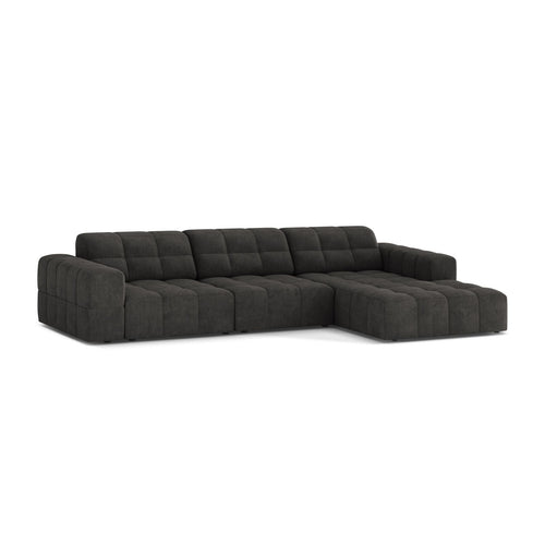 Cosmopolitan Design - Rechter hoekbank Chicago 4-zits, chenille donkergrijs - 167x294x78cm