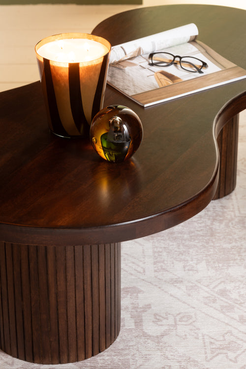 J-Line windlicht/vaas Ray - glas/hout - wit/zwart - medium - 29.5 cm hoog