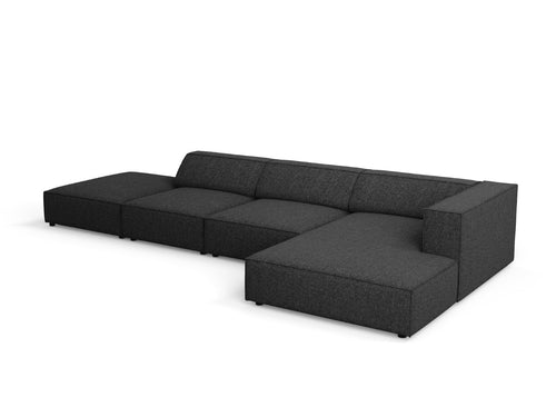 Cosmopolitan Design rechter hoekbank Arendal 5-zits, chenille, zwart - 166x341x70cm