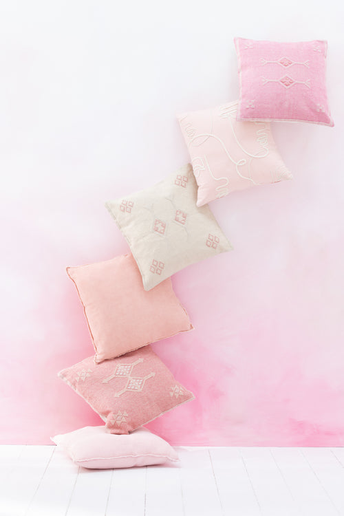 J-Line kussen Diamanten + Pijlen - katoen - creme/roze