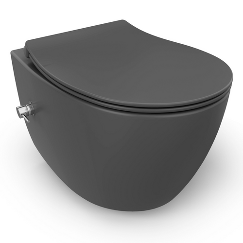 Isvea Wc Toilet Badkamer Hangend Bidet Antraciet Inclusief Softclose Toiletbril - vtwonen shop