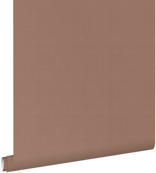ESTAhome behang linnenstructuur terracotta roze - 53 cm x 10.05 m - 131126 - vtwonen shop