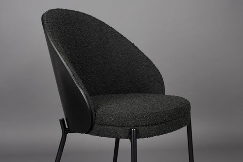 Dutchbone Rodin Eetkamerstoelen Bouclé Zwart - Set van 2 - vtwonen shop