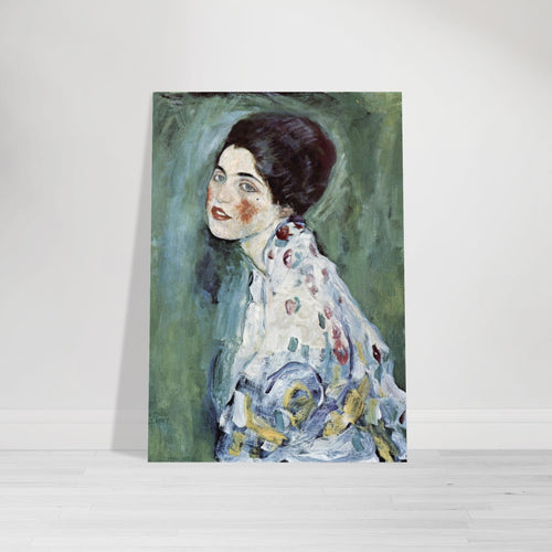 Artfulprints Poster Gustav Klimt - Portrait of a lady   - 50x70 cm - Donkergroen
