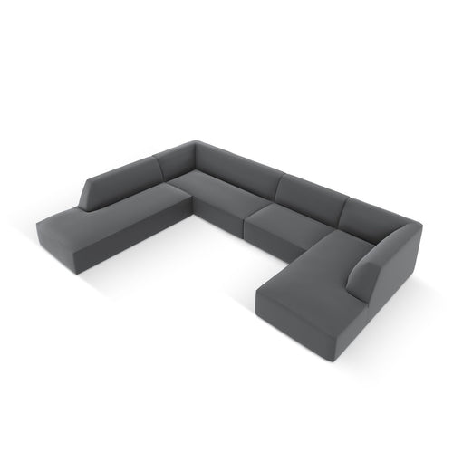 Cosmopolitan Design - Modulaire panoramische hoekbank links Siena 7-zits, imitatieleer donkergrijs - 273x366x69cm