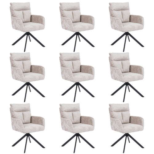 Home Deluxe ALUNA chenille eetkamerstoel met armleuningen - set van 1 beige - vtwonen shop