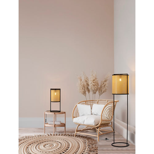 Nova Luce ERTO Cilindrische tafellamp zandkleurig zwart E27 1x12W