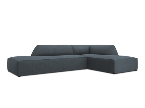 Micadoni rechter hoekbank Ruby 4-zits, ribfluwelen, blauw - 180x273x69cm