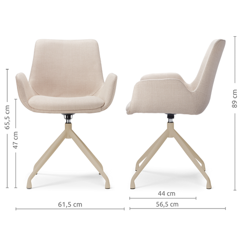 Nolon Nola-Eef draaibare eetkamerstoel beige beige onderstel