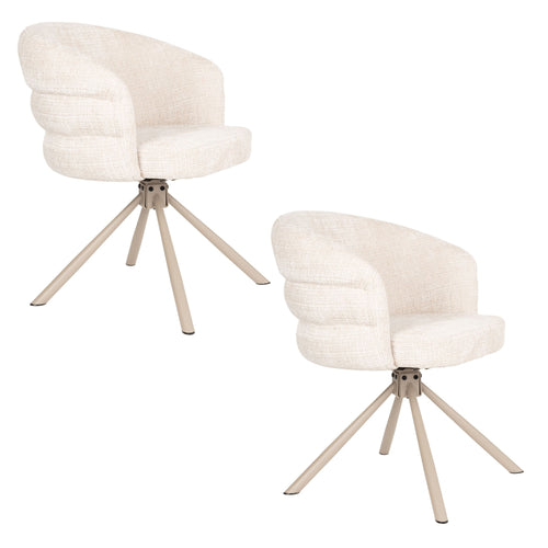 Housecraft Living Marjolein Eetkamerstoelen Armleuning Beige - Set van 2