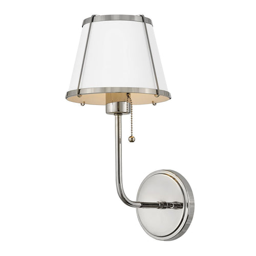Wandleuchte mit Schirm Modern Nickel poliert, Metallschirm weiß 1x E27