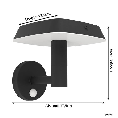 EGLO solar wandlamp buiten Dreoli - led - 21 cm - zwart/wit