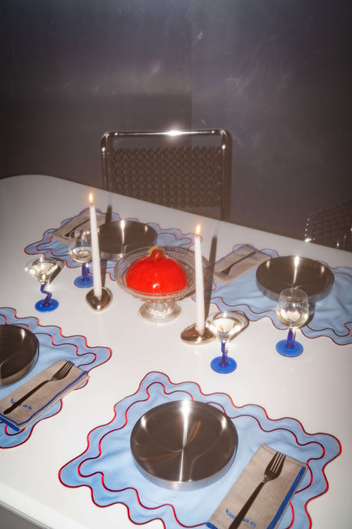 Kulu Club placemats Wavy - linnenmix - blauw - set van 2 - vtwonen shop