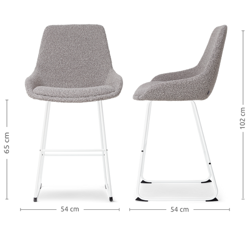 Nolon Nino-Isa Barkruk Bouclé Taupe - Stof - Wit Onderstel - 65 cm - vtwonen shop