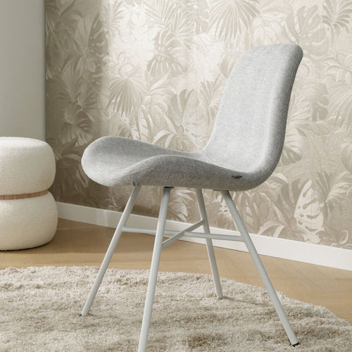Nolon Noa-Fé Eetkamerstoel Lichtgrijs - Stof - Wit Onderstel - vtwonen shop