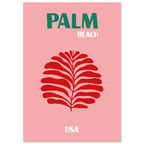 Artfulprints Poster USA - Palm Beach   - 70x100 cm - Roze