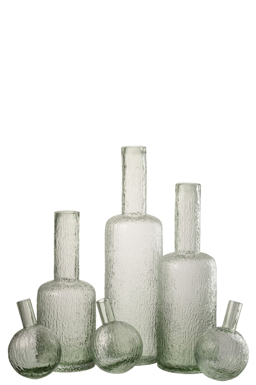 J-Line decoratie Fles Reliëf - glas - transparant/groen - large