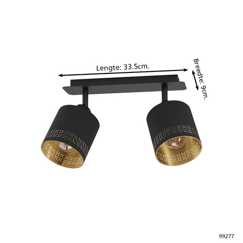EGLO spot Esteperra - e27 - 33,5 cm - zwart/goud