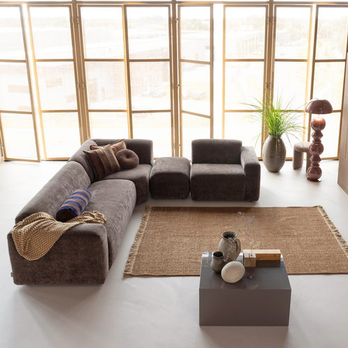 WOOOD hoekelement recht Mojo Base - Ribstof - Bruin - 74x105x105