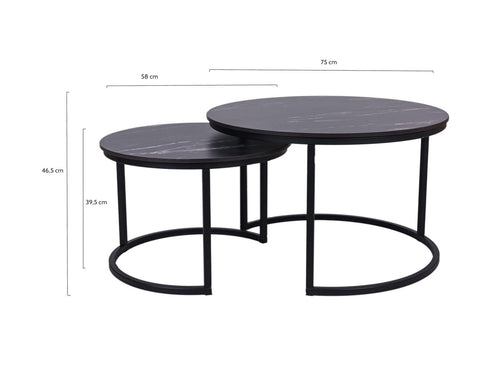 MaximaVida ronde salontafel set Firenze XL 75 en 58 cm - zwart HPL marmer look - vtwonen shop