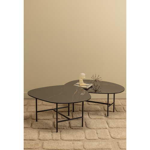 WOOOD salontafel Vajen - Marmeren Look - Zwart - 34x80x60