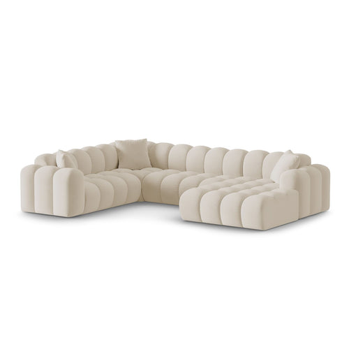 Cosmopolitan Design - Panoramische hoekbank links Treno 4-zits, flueel donkerbeige - 240x330x70cm