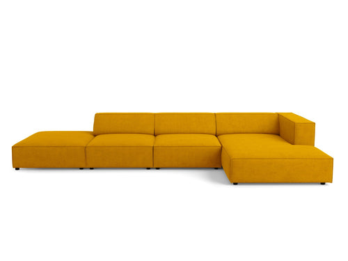 Cosmopolitan Design rechter hoekbank Arendal 5-zits, chenille met ribbeleffect, mosterd - 166x341x70cm