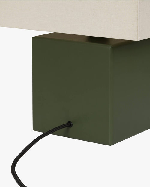 noo.ma Zam tafellamp - Forest Green, geometrisch design met houten voet
