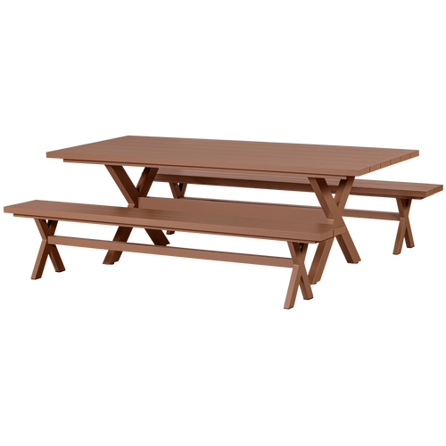 Exotan picknicktafel tuin Delta - Aluminium - Terra - 75x220x105 - vtwonen shop