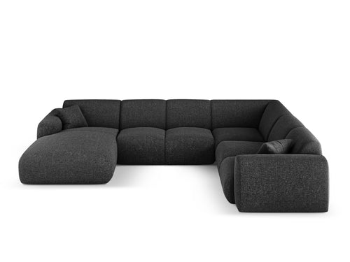 Cosmopolitan Design Panoramische hoekbank rechts Nolio 6-zits, chenille zwart - 252x342x72cm