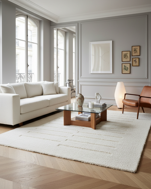 AFK Living vloerkleed Passage - reliëfeffect - wit - 200x290 cm