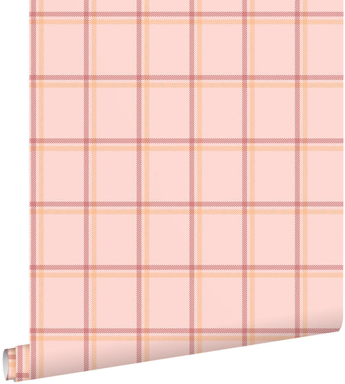 ESTAhome behang ruiten roze en oranje - 50 x 900 cm - 132167