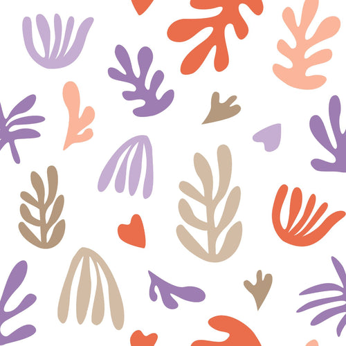 ESTAhome behang planten in Matisse stijl beige, oranje en paars - 50 x 900 cm - 131018 - vtwonen shop