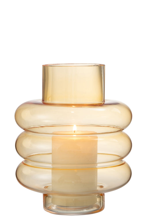 J-Line vaas Lima - glas - oker - large - 22.5 cm hoog