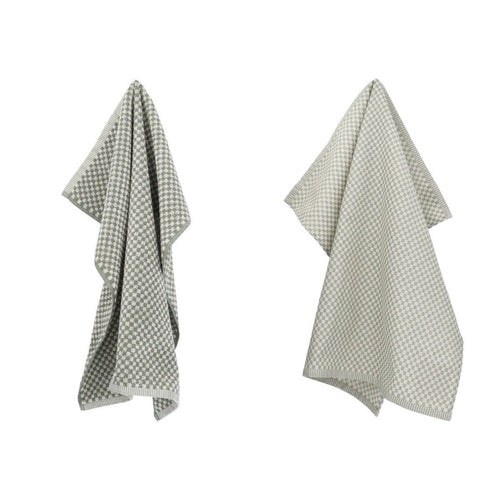 Luxe Keukendoek en Theedoek Kleine Ruit Donkergroen - Bunzlau Castle - 100% biologisch GOTS katoen