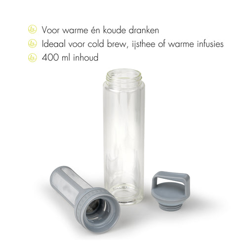 Leopold Vienna - Cold brew infuser bottle Moshi glas grijs