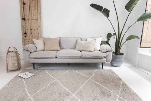 Interieur05 berber vloerkleed hoogpolig grijs/beige/zand/cream - scandinavisch - nea - 135 x 190 cm