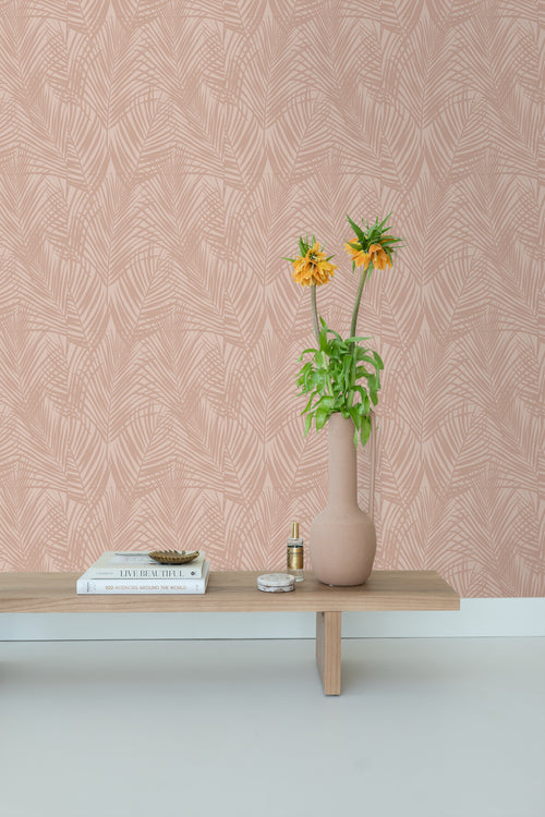 ESTAhome behang palmbladeren zacht roze - 53 cm x 10.05 m - 139432 - vtwonen shop