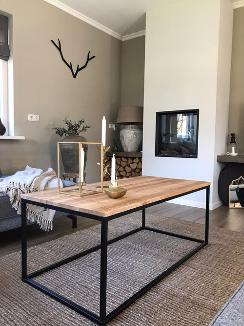MaximaVida rechthoekige salontafel Kiev 120 cm  x 60 cm - rustiek eikenhout fineer - vtwonen shop