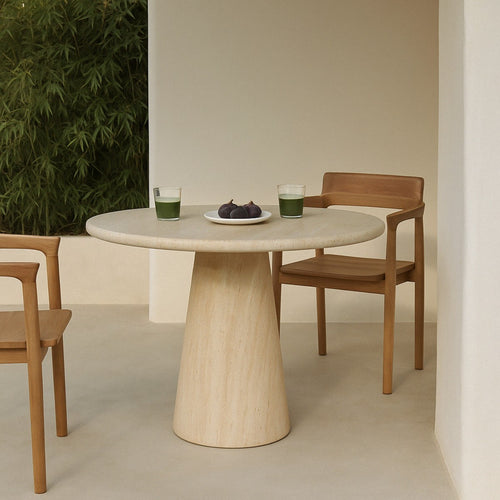 DÉJA Living Tuintafel Brunn - Travertin - Rond - 80x80x76cm - vtwonen shop
